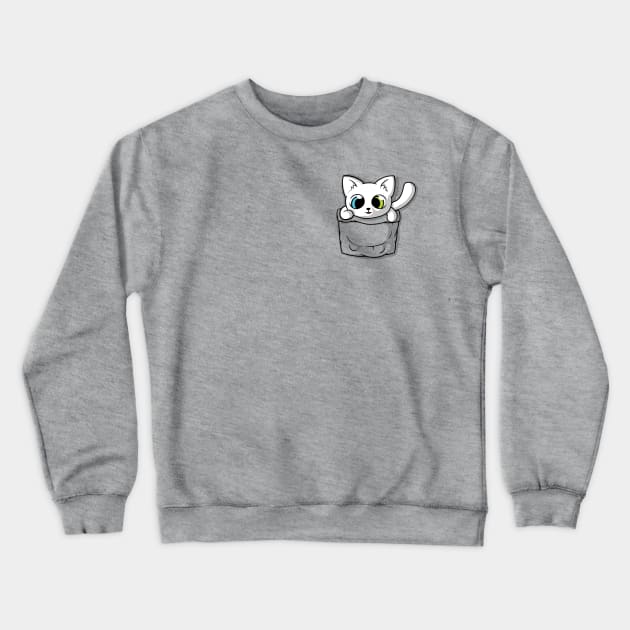 Cute White Pocket Cat Crewneck Sweatshirt by Beka